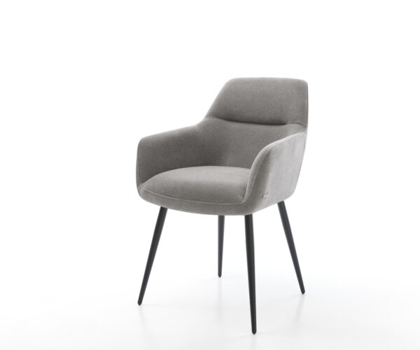 Jídelní židle Pejo-Flex strukturovaná látka Měkký šedá 4-nohá zúžená černá taštičkové pružiny