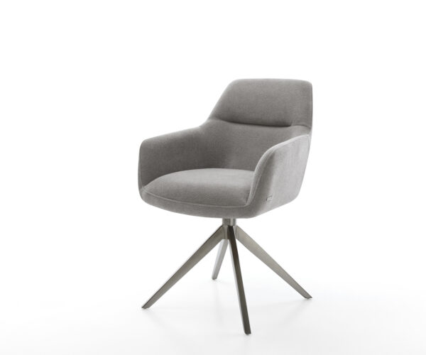 Jídelní židle Pejo-Flex strukturovaná látka Měkký šedá křížová podnož široká grafitová 360° otočný houpací funkce taštičkové pružiny