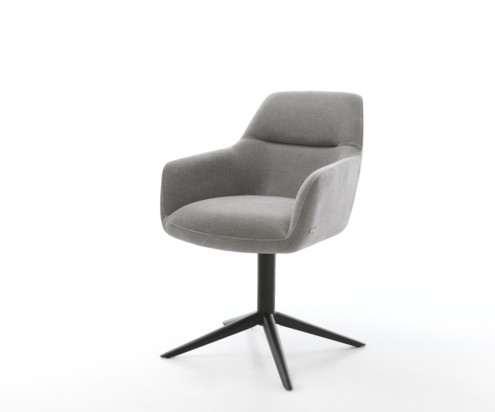 Jídelní židle Pejo-Flex strukturovaná látka Měkký šedá křížová podnož černá 360° otočný houpací funkce taštičkové pružiny