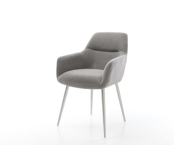 Jídelní židle Pejo-Flex strukturovaná látka Měkký šedá 4-nohá zúžená nerezová ocel taštičkové pružiny