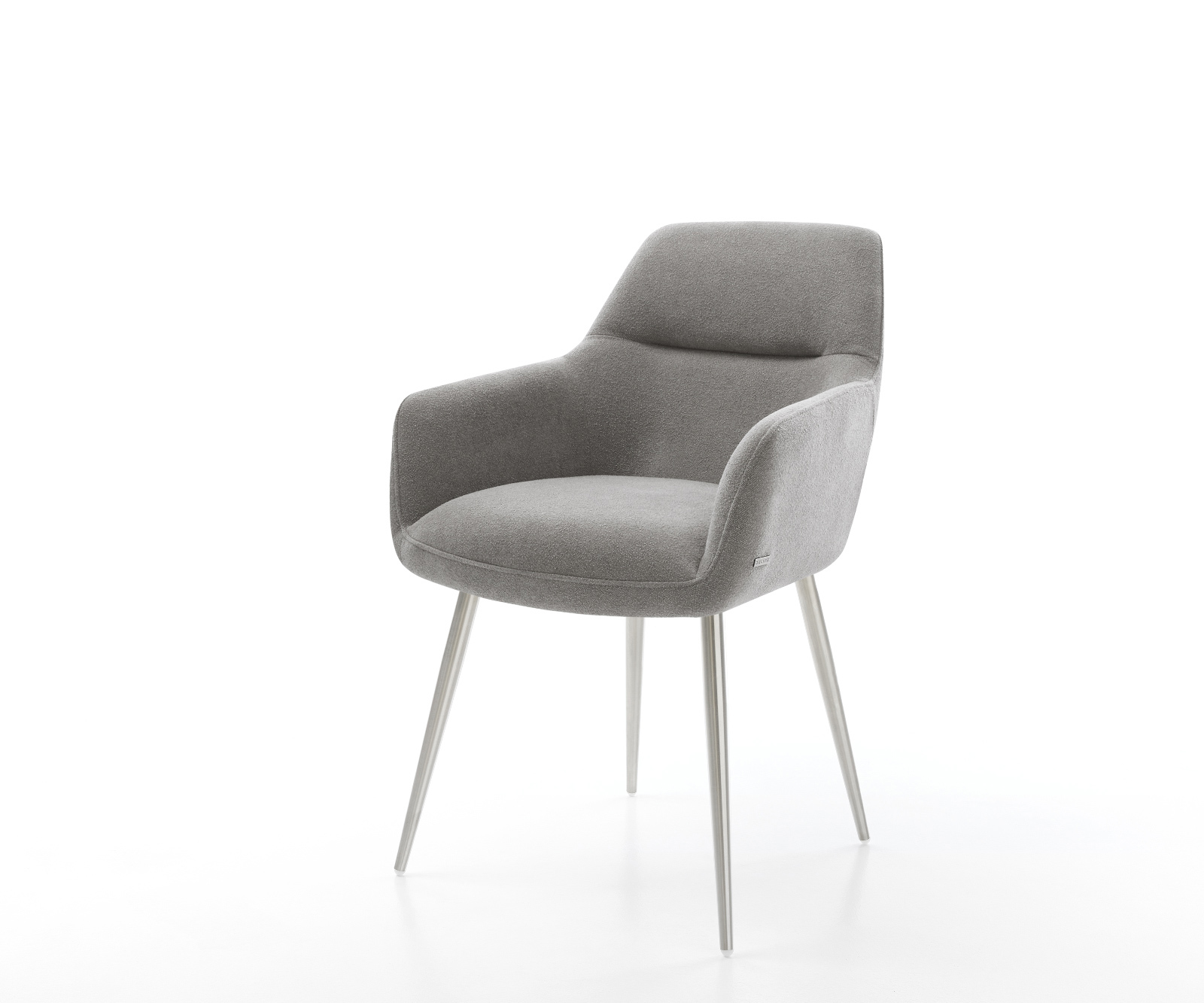 Jídelní židle Pejo-Flex strukturovaná látka Měkký šedá 4-nohá zúžená nerezová ocel taštičkové pružiny