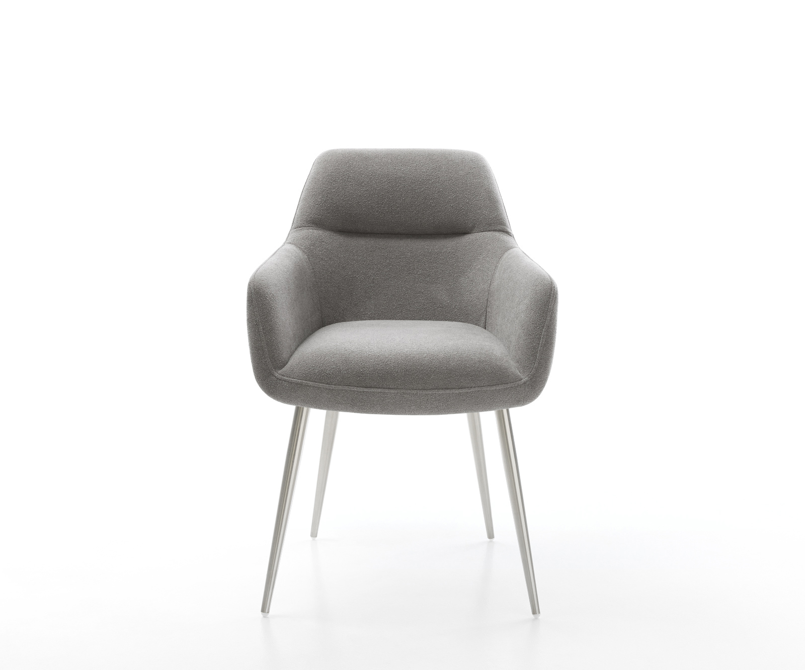 Jídelní židle Pejo-Flex strukturovaná látka Měkký šedá 4-nohá zúžená nerezová ocel taštičkové pružiny - Obrázek 2