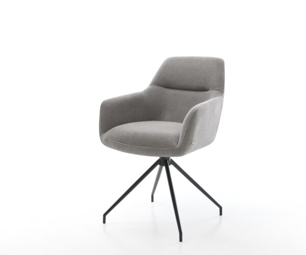 Jídelní židle Pejo-Flex strukturální látka Měkký šedá křížová podnož zúžená černá taštičkové pružiny