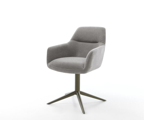 Jídelní židle Pejo-Flex tkanina Měkký šedá křížová podnož Titanová barva 360° otočný houpací funkce taštičkové pružiny