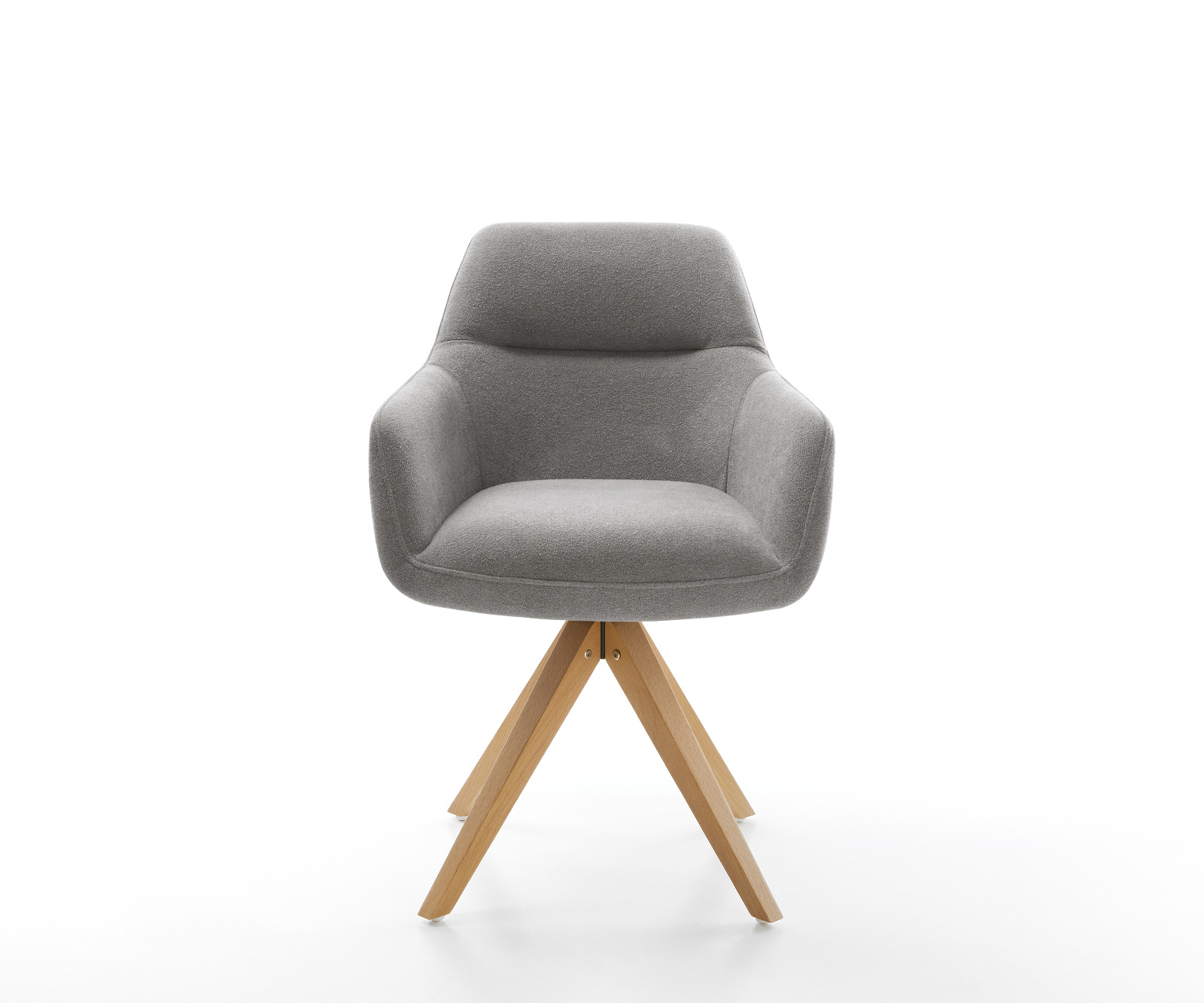 Jídelní židle Pejo-Flex strukturální látka Měkký šedá dřevěná podnož hranatá přírodní 180° otočný taštičkové pružiny - Obrázek 2