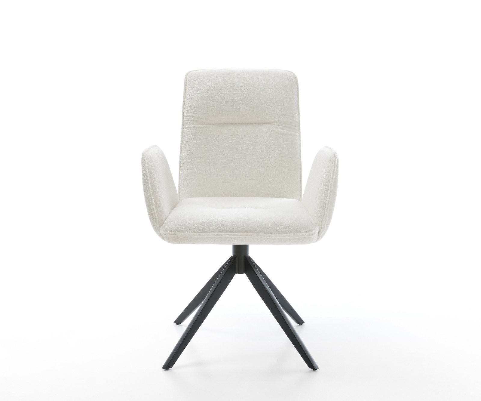 Jídelní židle Vinja-Flex bouclé měkký béžová křížová podnož široká černá 360° otočný houpací funkce - Obrázek 2