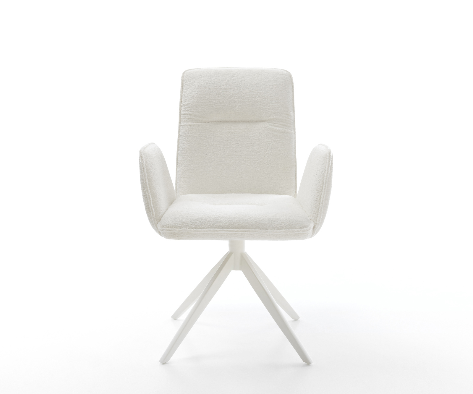 Jídelní židle Vinja-Flex bouclé měkký béžová křížová podnož široká bílá 360° otočný houpací funkce - Obrázek 2