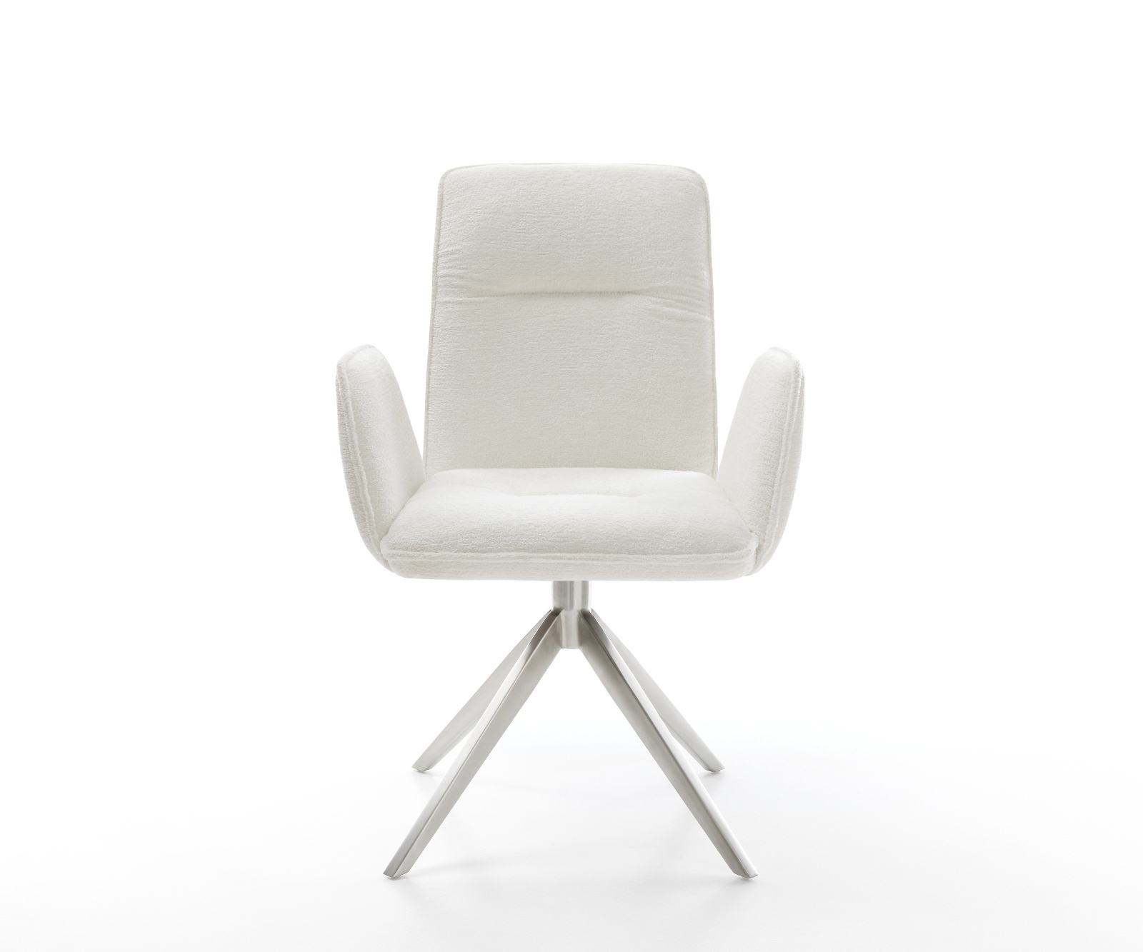 Jídelní židle Vinja-Flex bouclé měkký béžová křížová podnož široká nerezová ocel 360° otočný houpací funkce - Obrázek 2