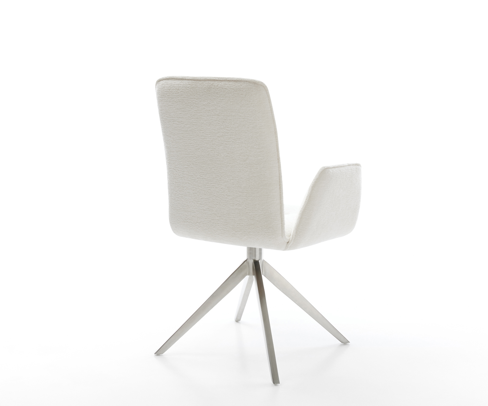 Jídelní židle Vinja-Flex bouclé měkký béžová křížová podnož široká nerezová ocel 360° otočný houpací funkce - Obrázek 5