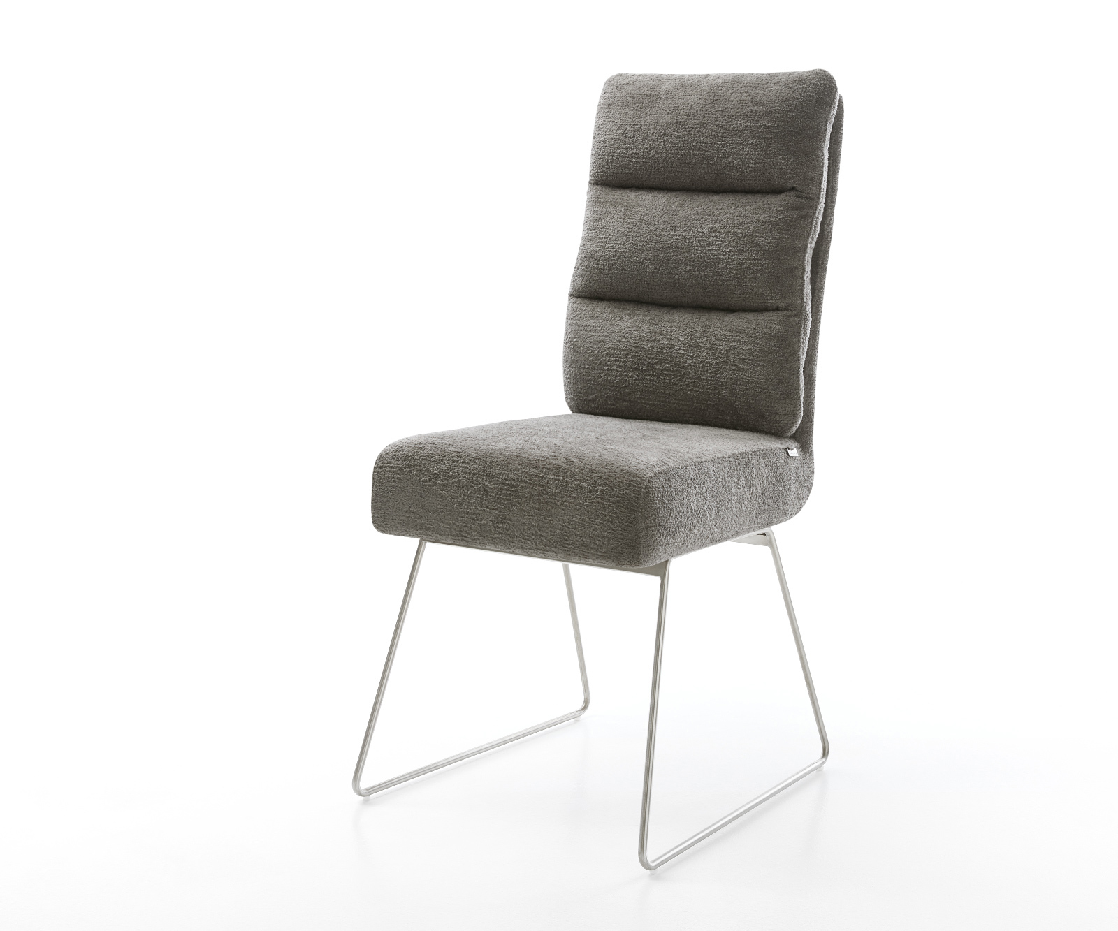 Jídelní židle Pela-Flex bouclé měkký tmavě béžová tenká podnož nerezová ocel taštičkové pružiny