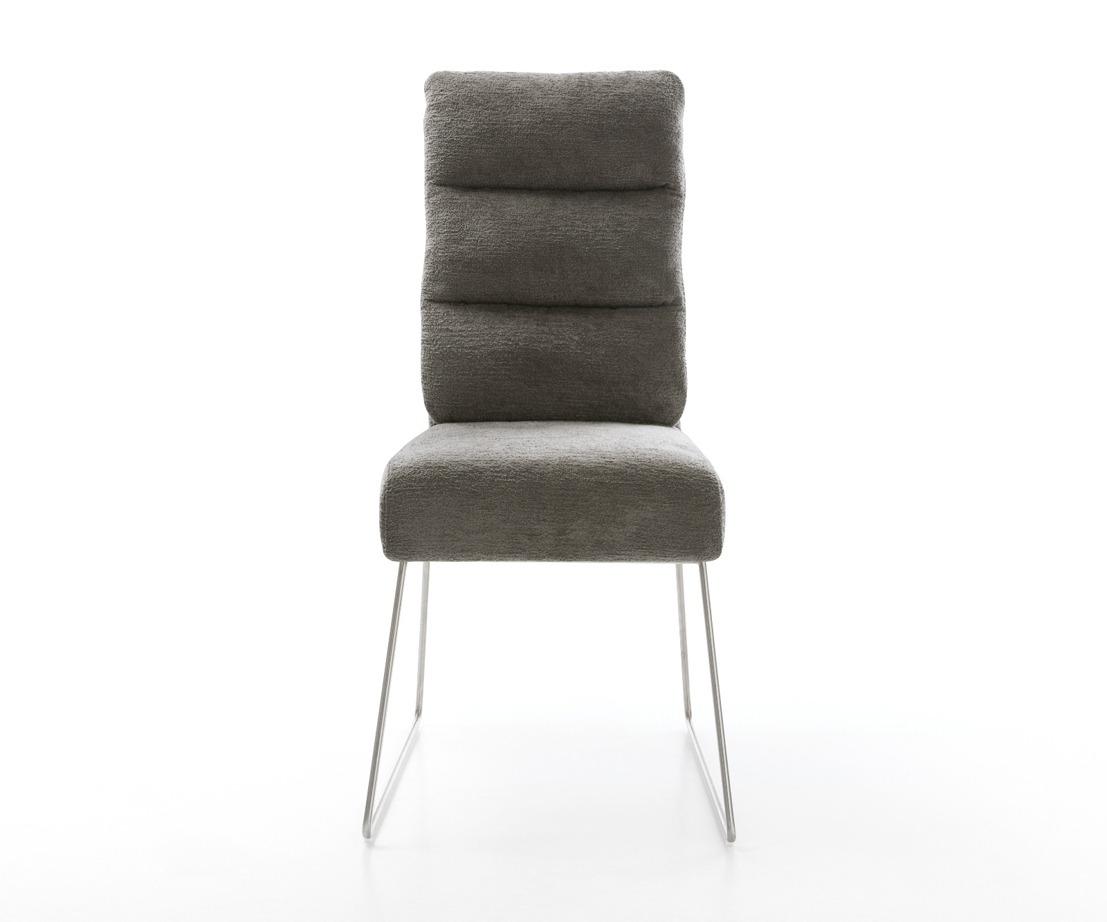 Jídelní židle Pela-Flex bouclé měkký tmavě béžová tenká podnož nerezová ocel taštičkové pružiny - Obrázek 2