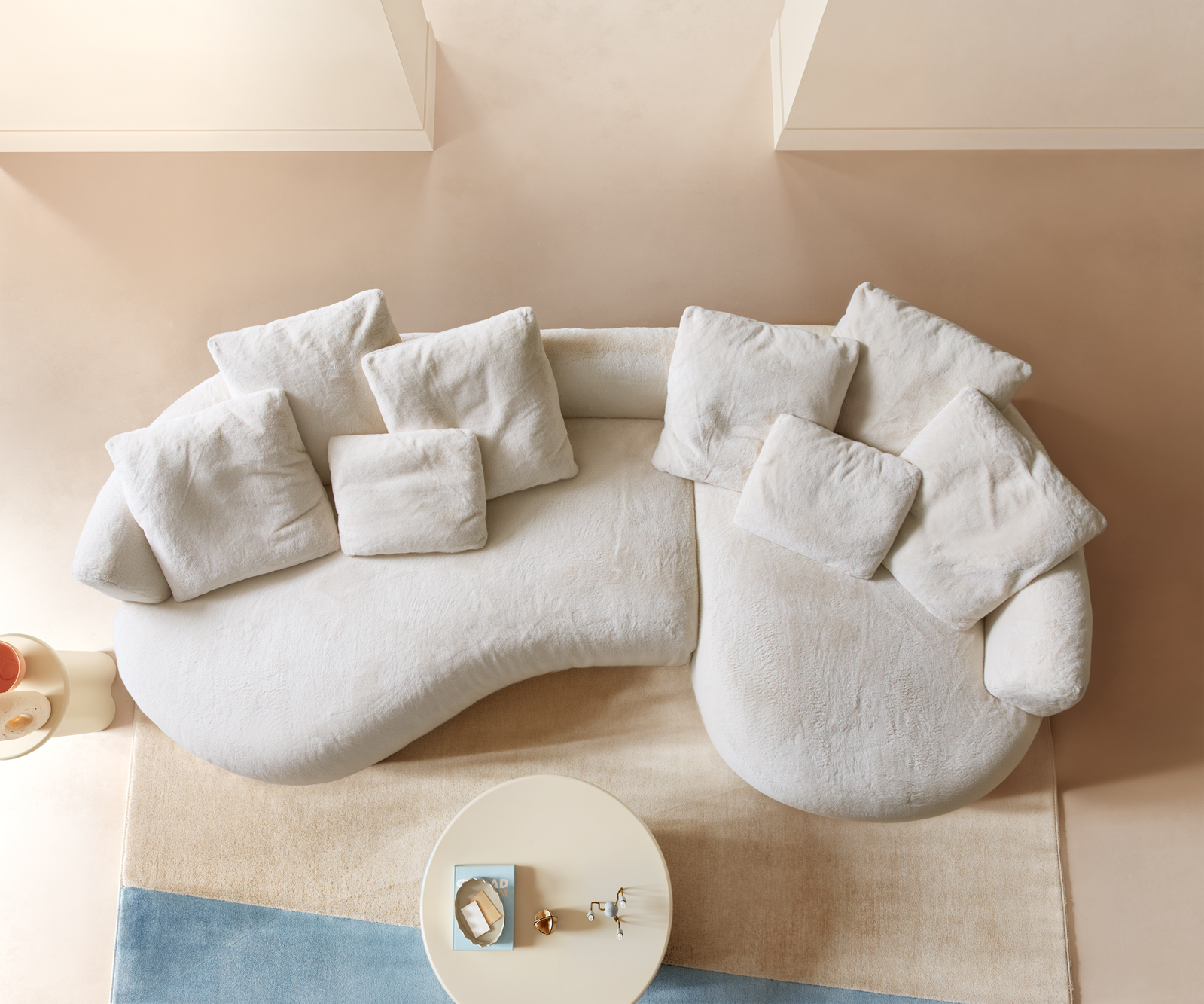 Pohovka Edina 330x170 cm plyšový manšestr krémová bílá - Obrázek 5