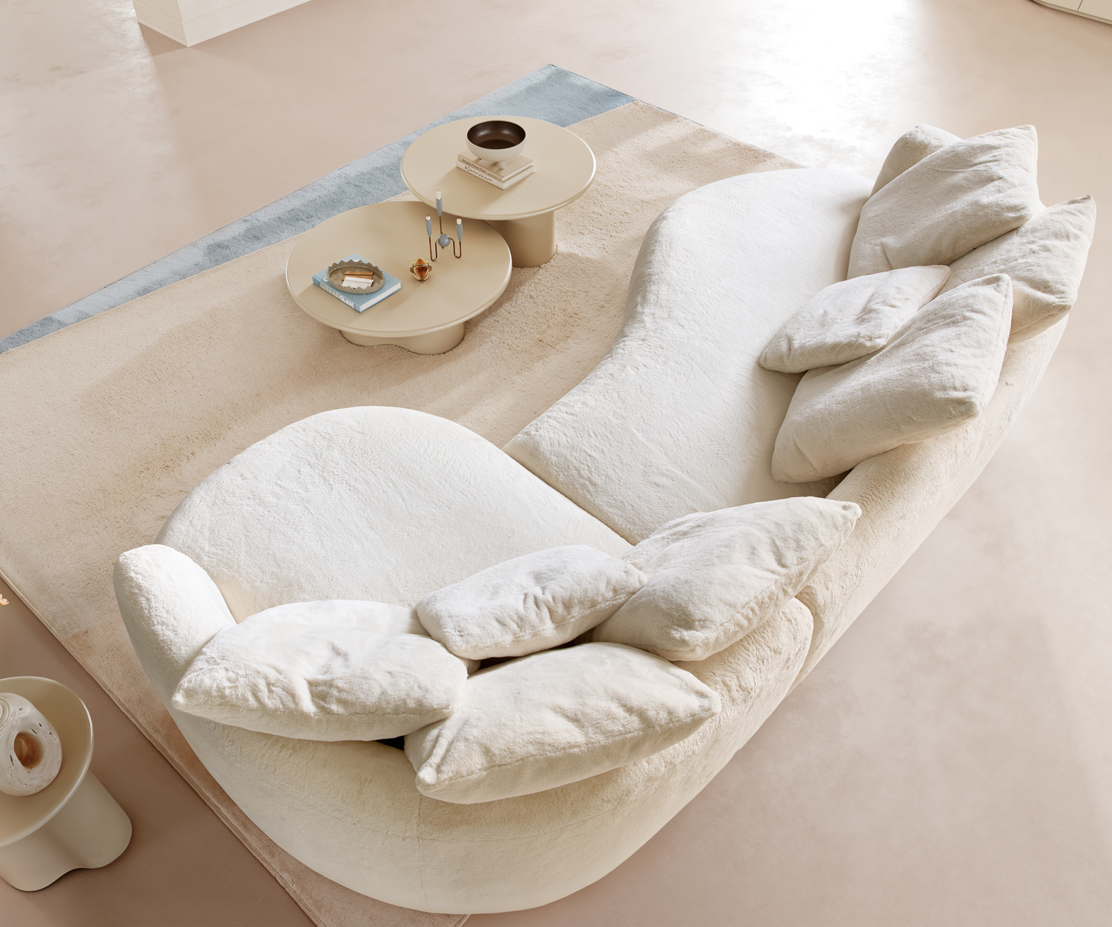 Pohovka Edina 330x170 cm plyšový manšestr krémová bílá - Obrázek 4