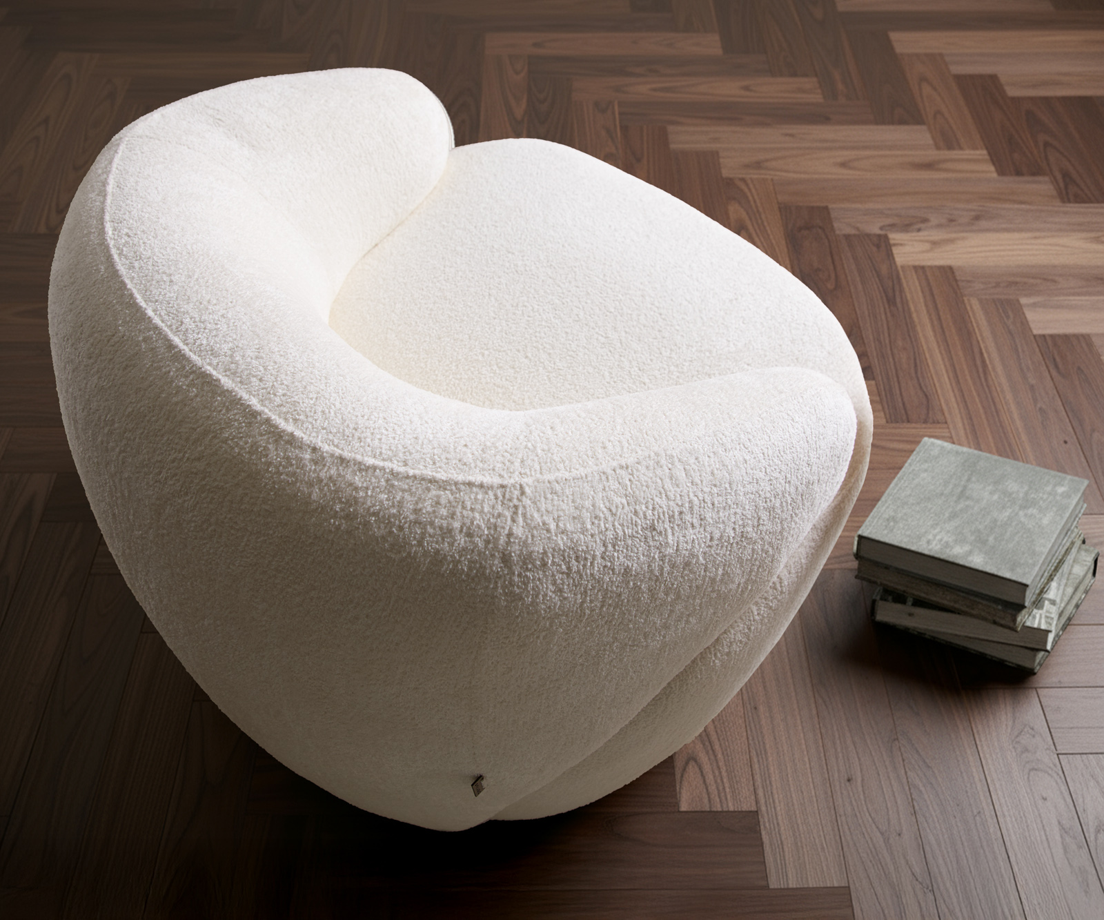 Křeslo Nova 88×88 cm bouclé měkký béžová - Obrázek 4