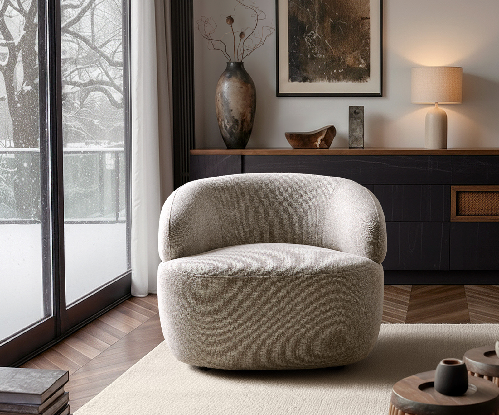 Křeslo Nova 88x88 cm látka Měkký béžová - Obrázek 4