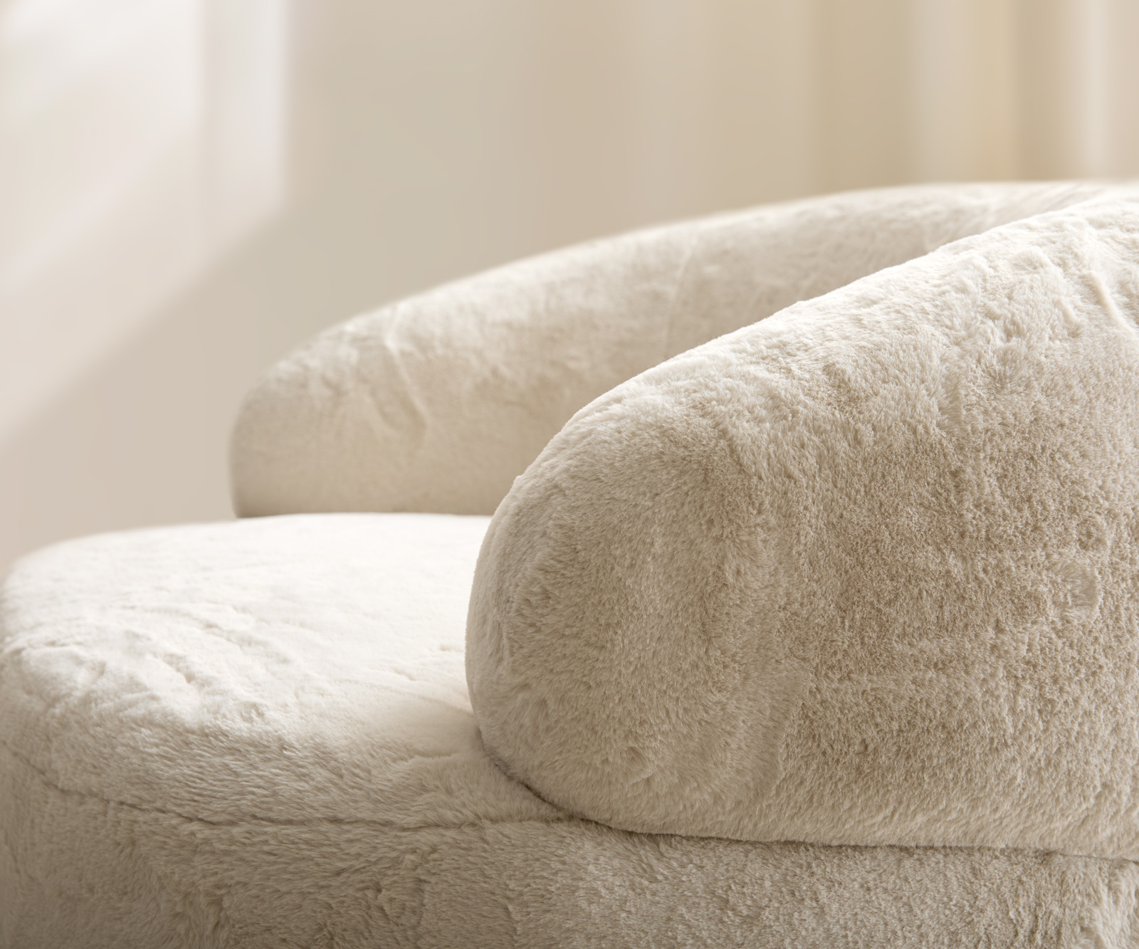 Křeslo Nova 88×88 cm plyšový manšestr krémová bílá - Obrázek 5