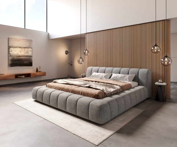 Čalouněná postel Cutio 180x200 cm látka Měkký šedá