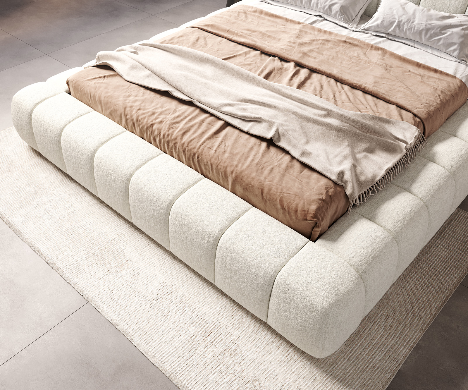 Čalouněná postel Cutio 180x200 cm bouclé měkká béžová - Obrázek 5