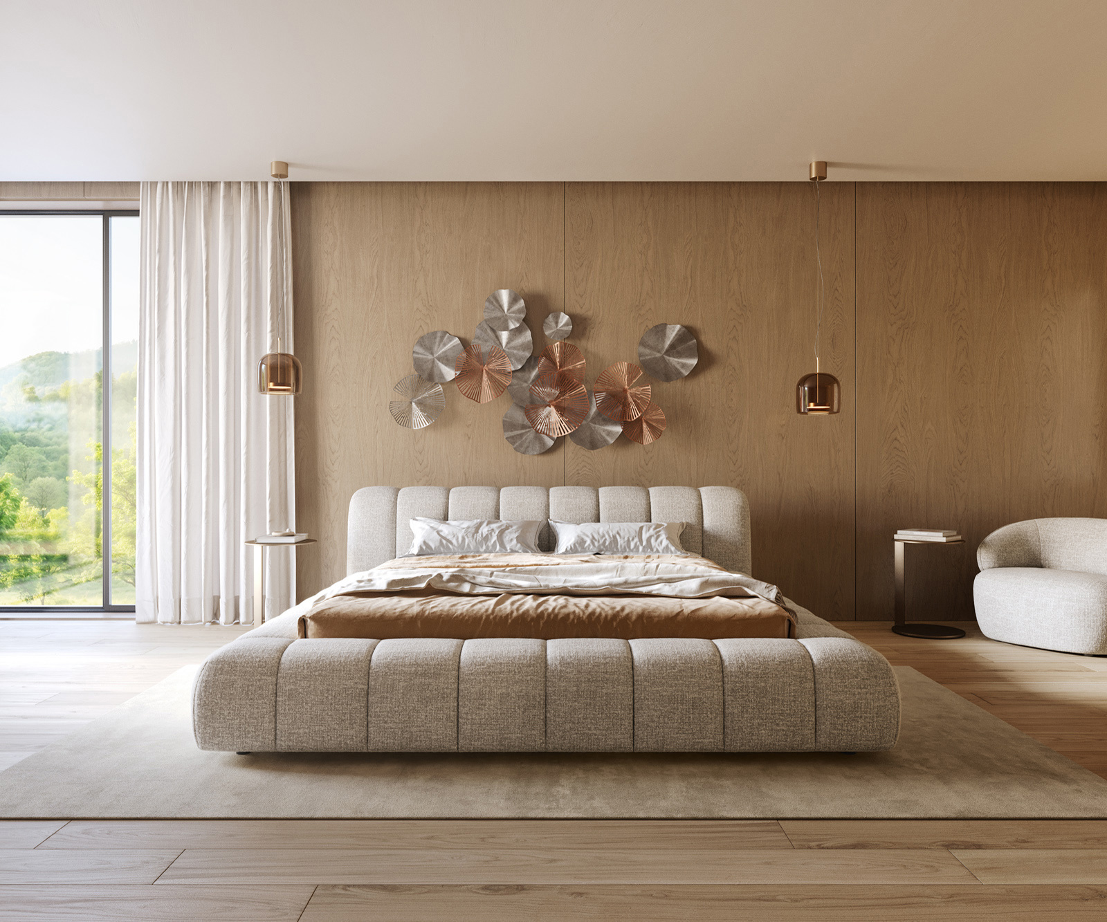 Čalouněná postel Cutio 180x200 cm látka Měkký béžová - Obrázek 4