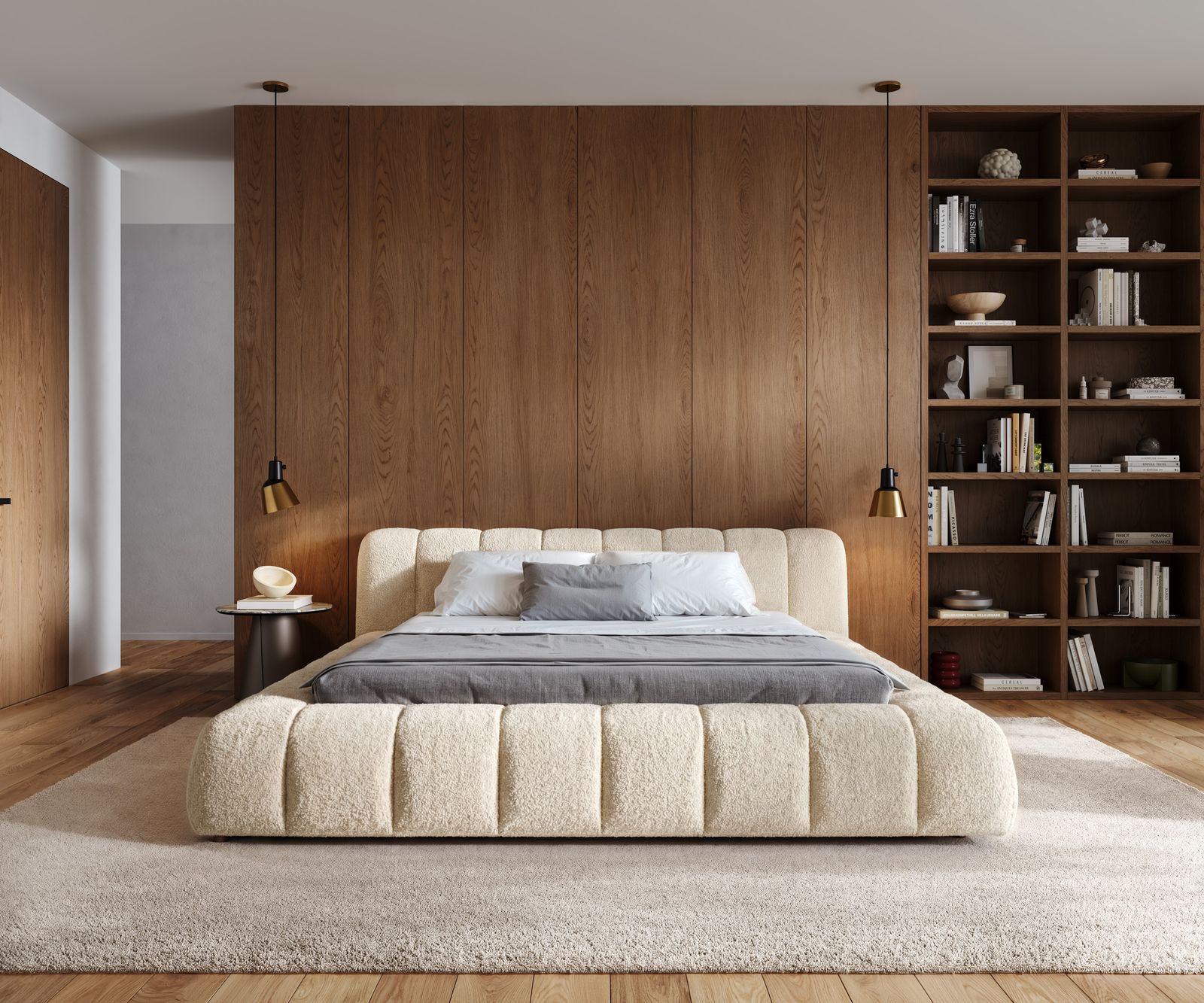 Čalouněná postel Cutio 180x200 cm plyšová látka béžová - Obrázek 2