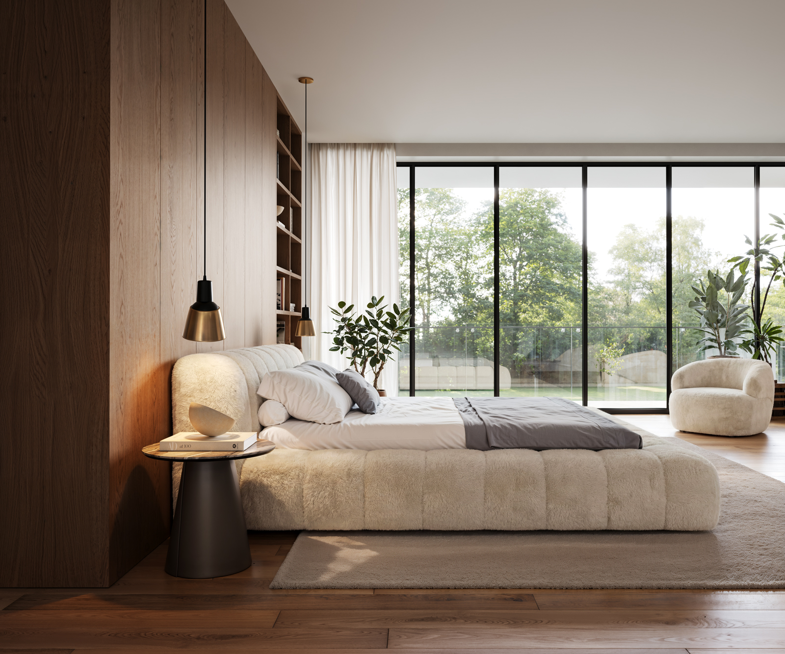 Čalouněná postel Cutio 180x200 cm plyšový manšestr krémová bílá - Obrázek 5