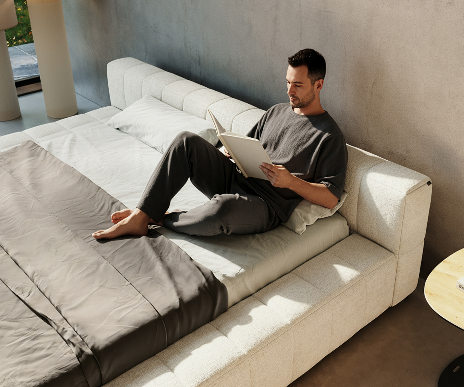 Čalouněná postel Espazio 180x200 cm bouclé měkká béžová - Obrázek 4