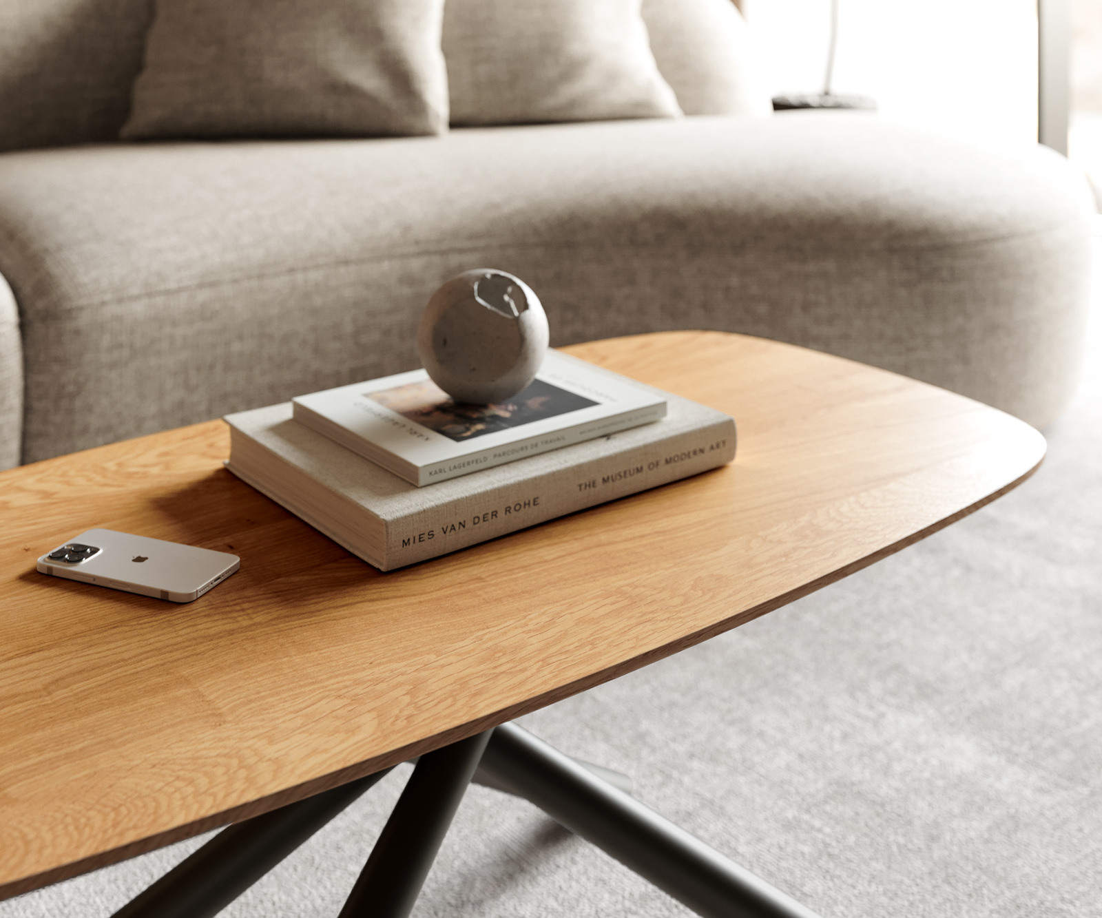 Konferenční stolek Edge Boot 100x50 cm dub přírodní švýcarská hrana Sarity kov černá - Obrázek 5