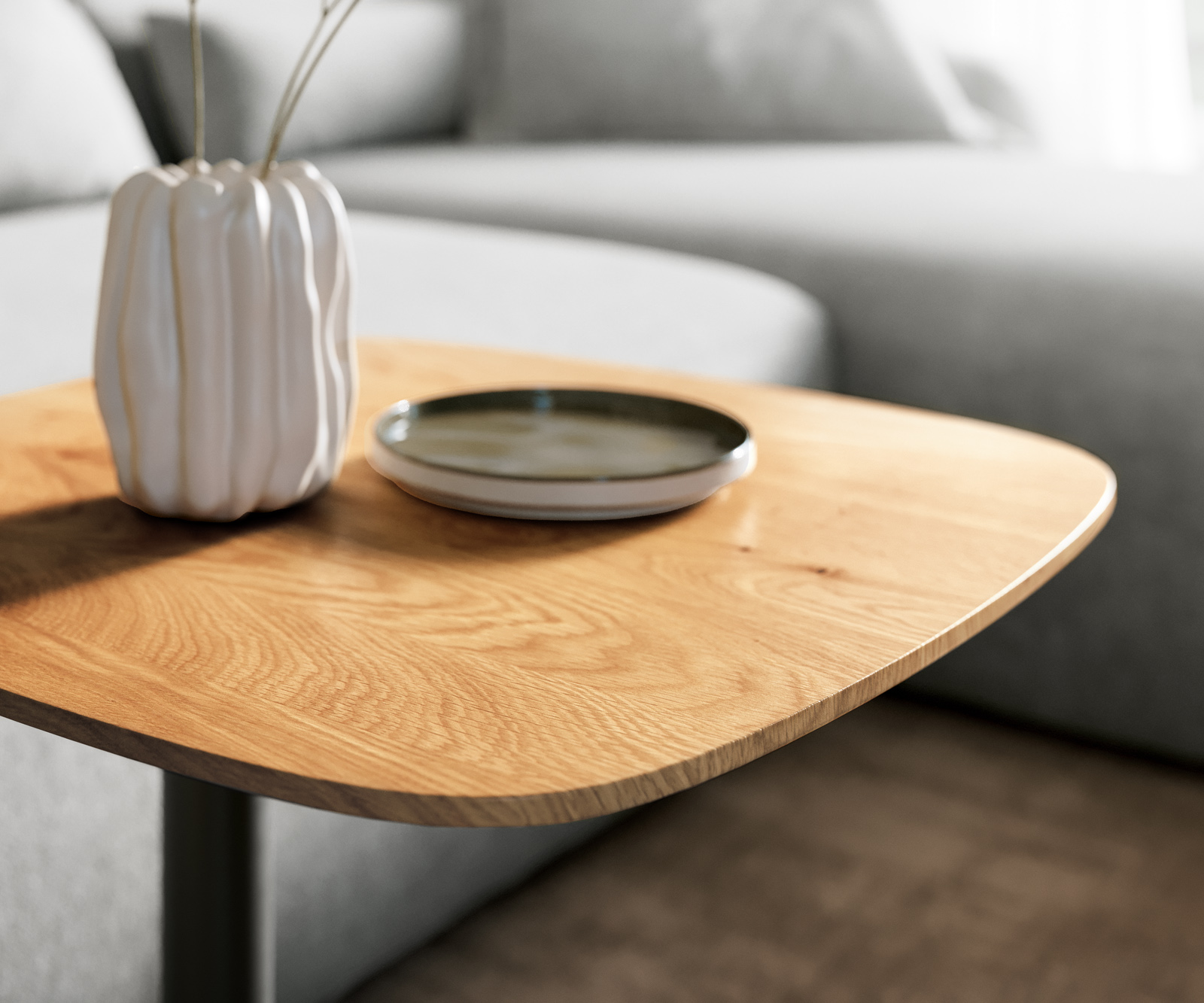 Konferenční stolek Edge Boot 50x50 cm dub přírodní švýcarská hrana Eleny kov černá - Obrázek 5