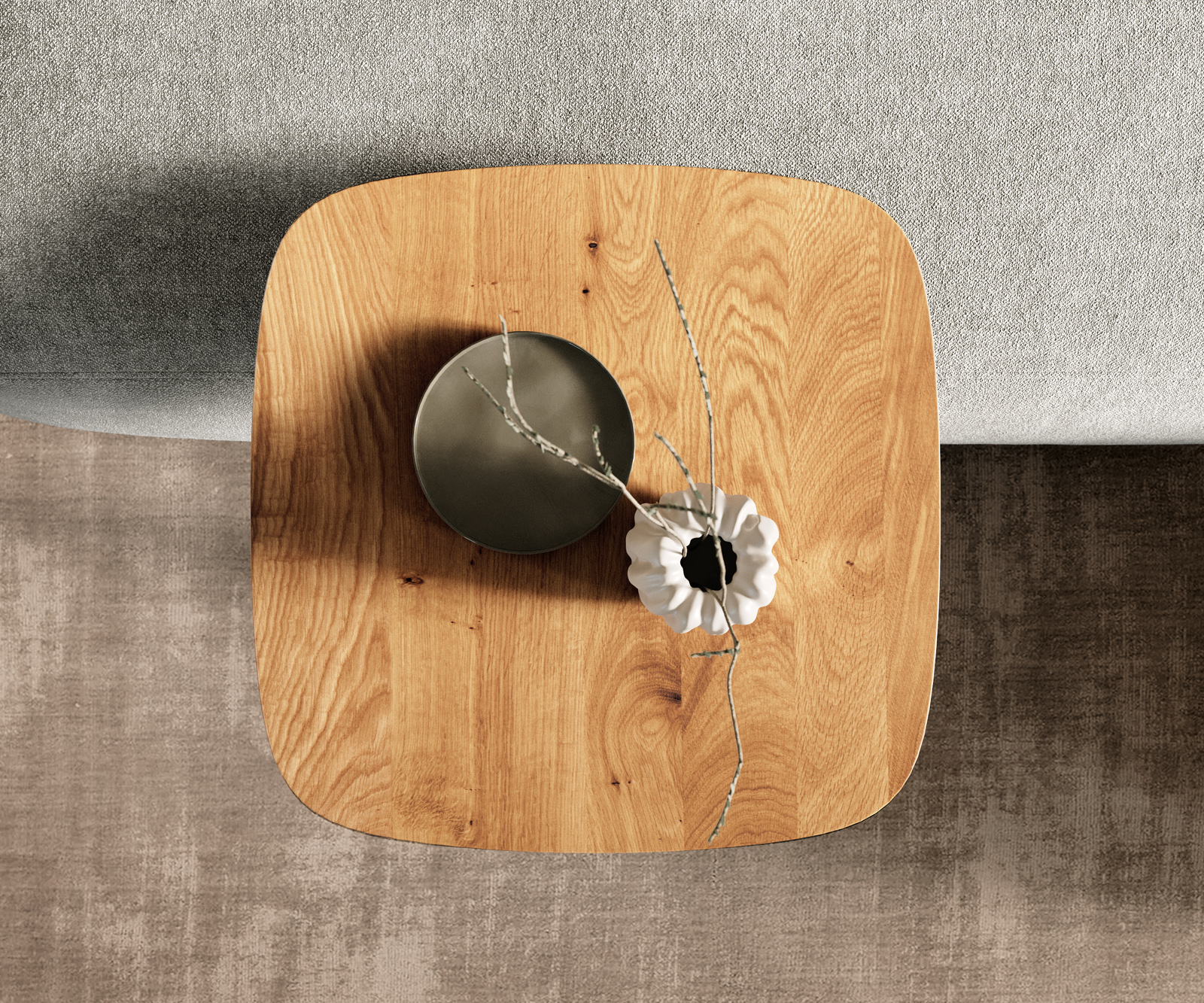 Konferenční stolek Edge Boot 50x50 cm dub přírodní švýcarská hrana Eleny kov černá - Obrázek 4