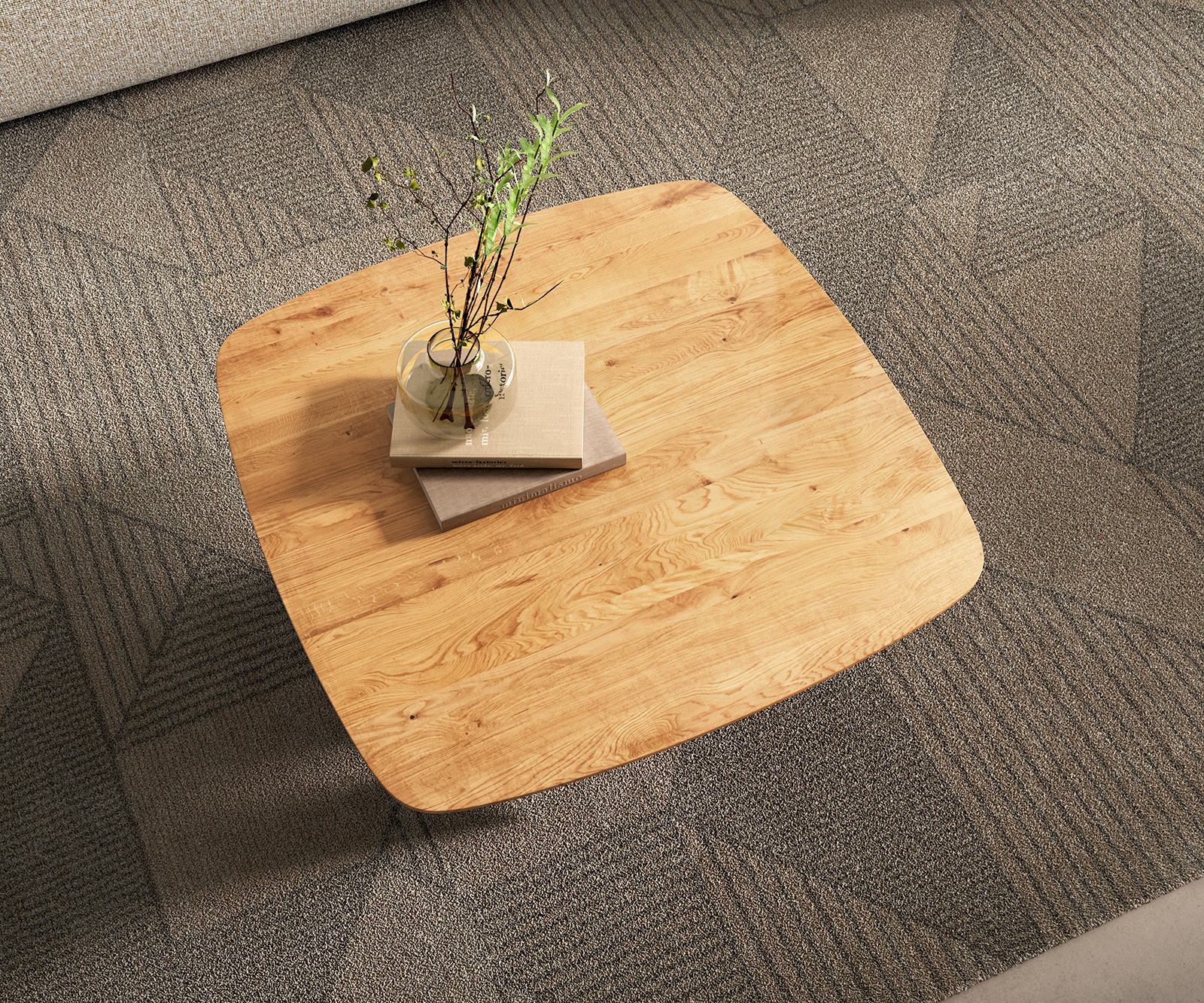 Konferenční stolek Edge Boot 90x90 cm dub přírodní švýcarská hrana Parabi Metallic stříbrná - Obrázek 4