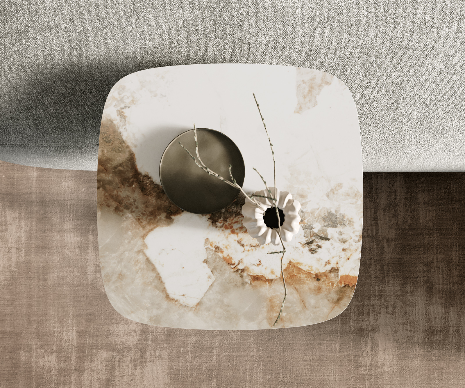 Konferenční stolek Edge Boot 50x50 cm keramika Minas Melange Eleny kov titanová barva - Obrázek 4