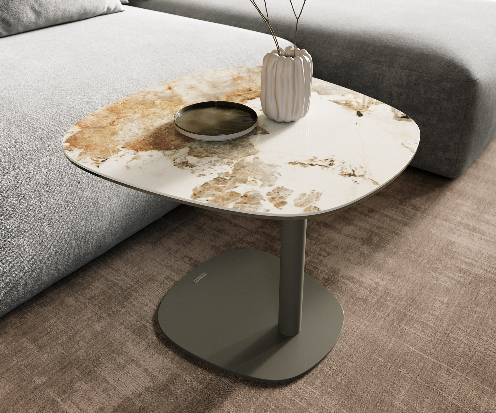 Konferenční stolek Edge Boot 60x60 cm keramika Minas Melange Eleny kov titanová barva - Obrázek 7