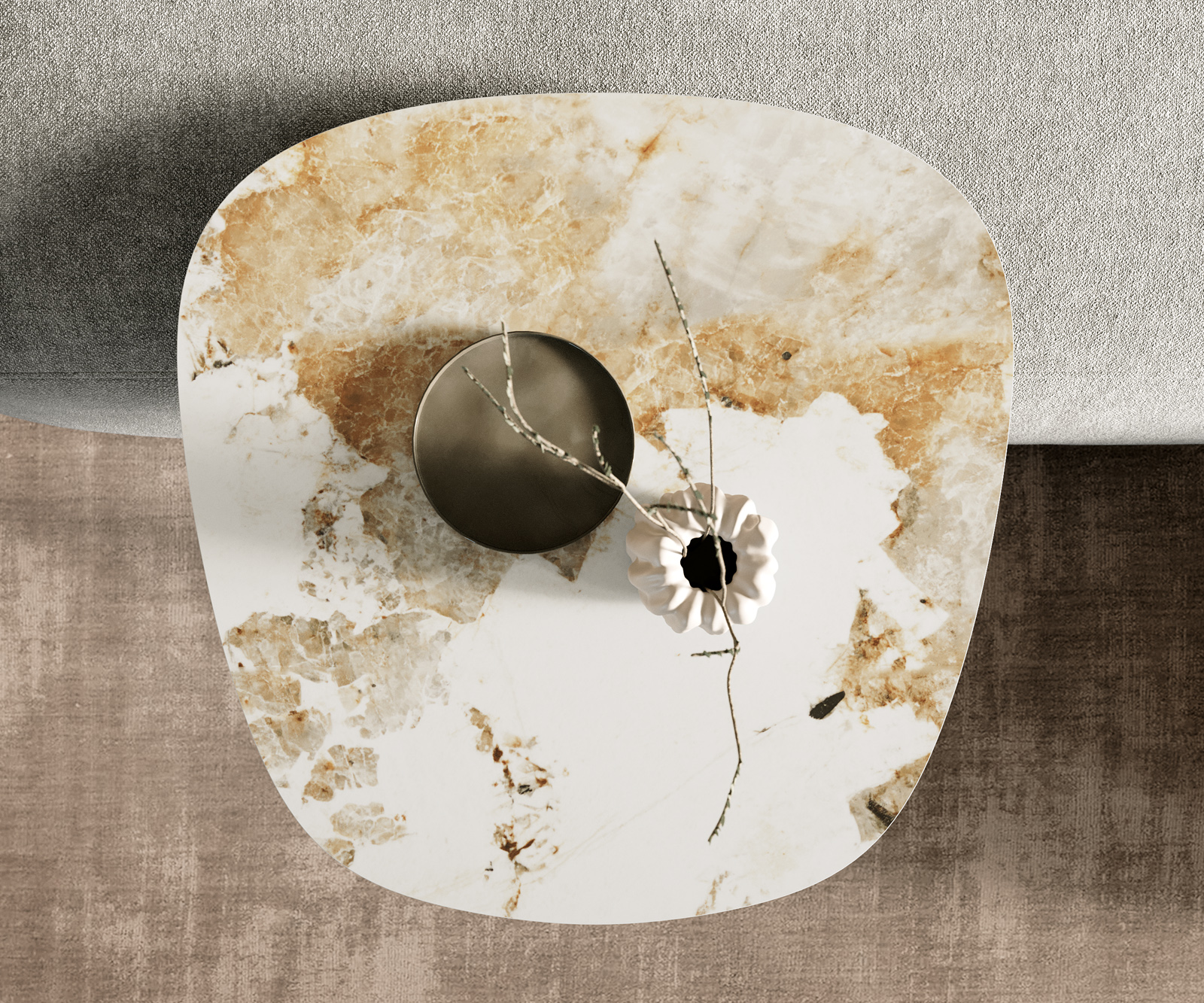 Konferenční stolek Edge Boot 60x60 cm keramika Minas Melange Eleny kov titanová barva - Obrázek 4