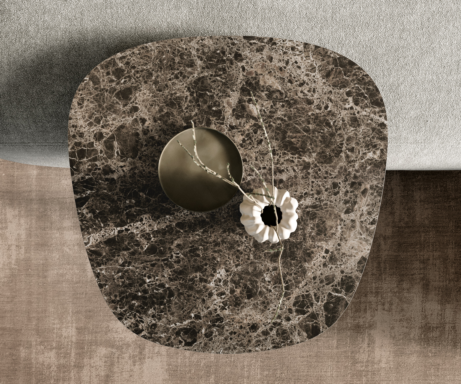 Konferenční stolek Edge Boot 60x60 cm keramika Laminam® Emperador Extra Lucidato tmavě hnědá Eleny kov černá - Obrázek 4