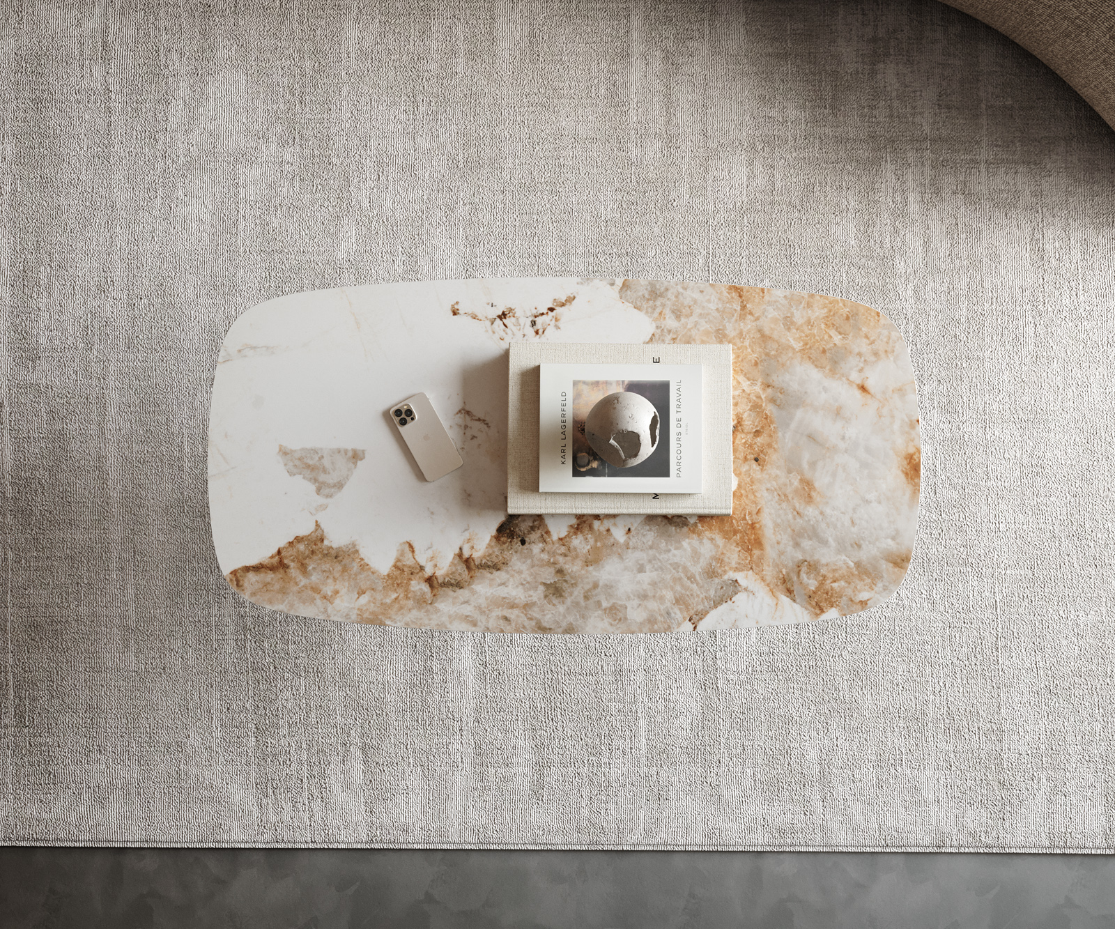 Konferenční stolek Edge Boot 100x50 cm keramika Minas Melange Sarity kov titanová barva - Obrázek 4