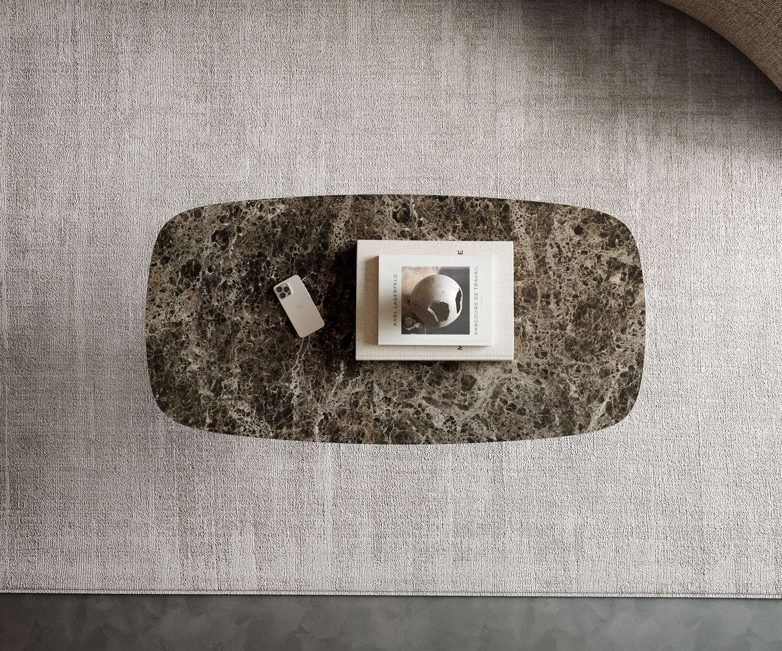 Konferenční stolek Edge Boot 100x50 cm keramika Laminam® Emperador Extra Lucidato tmavě hnědá Sarity nerezová ocel broušená - Obrázek 4