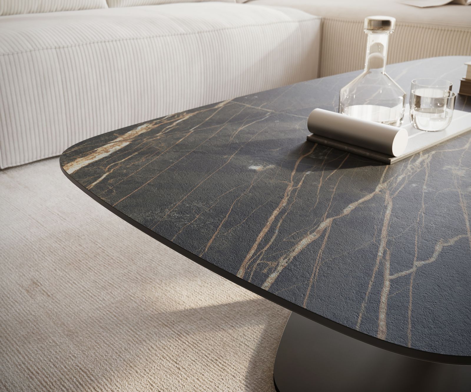 Konferenční stolek Edge Boot 120x70 cm keramika Laminam® Noir Desir hnědá Vibany kov černá - Obrázek 6