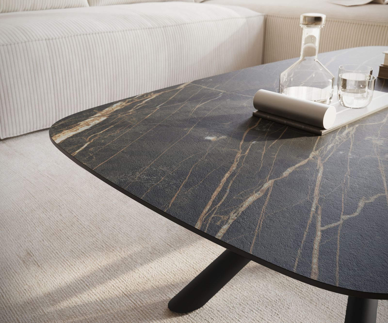 Konferenční stolek Edge Boot 120x70 cm keramika Laminam® Noir Desir hnědá Sarity kov černá - Obrázek 6