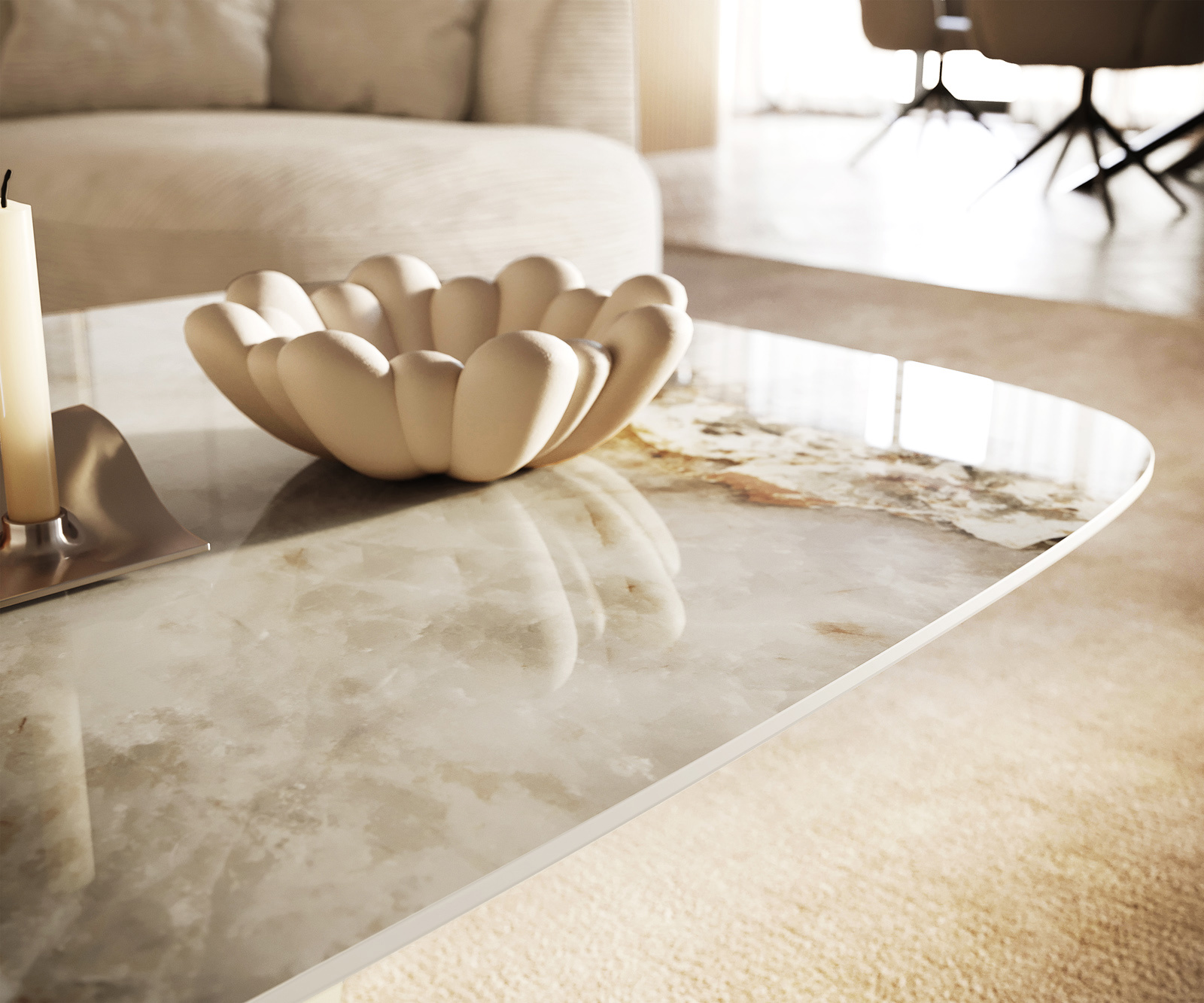 Konferenční stolek Edge Boot 140x80 cm keramika Minas Melange Conis metalická zlatá - Obrázek 4