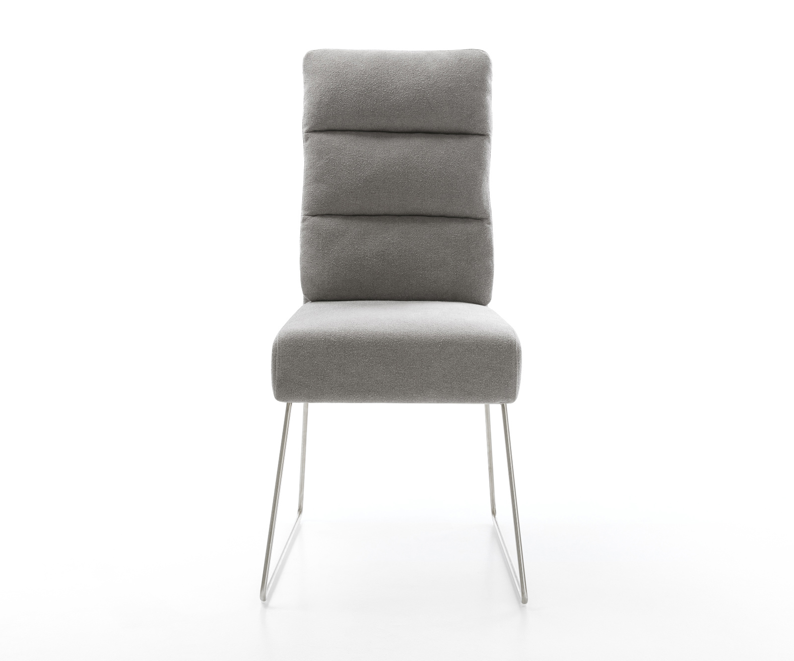 Jídelní židle Pela-Flex strukturovaná látka Měkký šedá tenká podnož nerezová ocel taštičkové pružiny - Obrázek 2