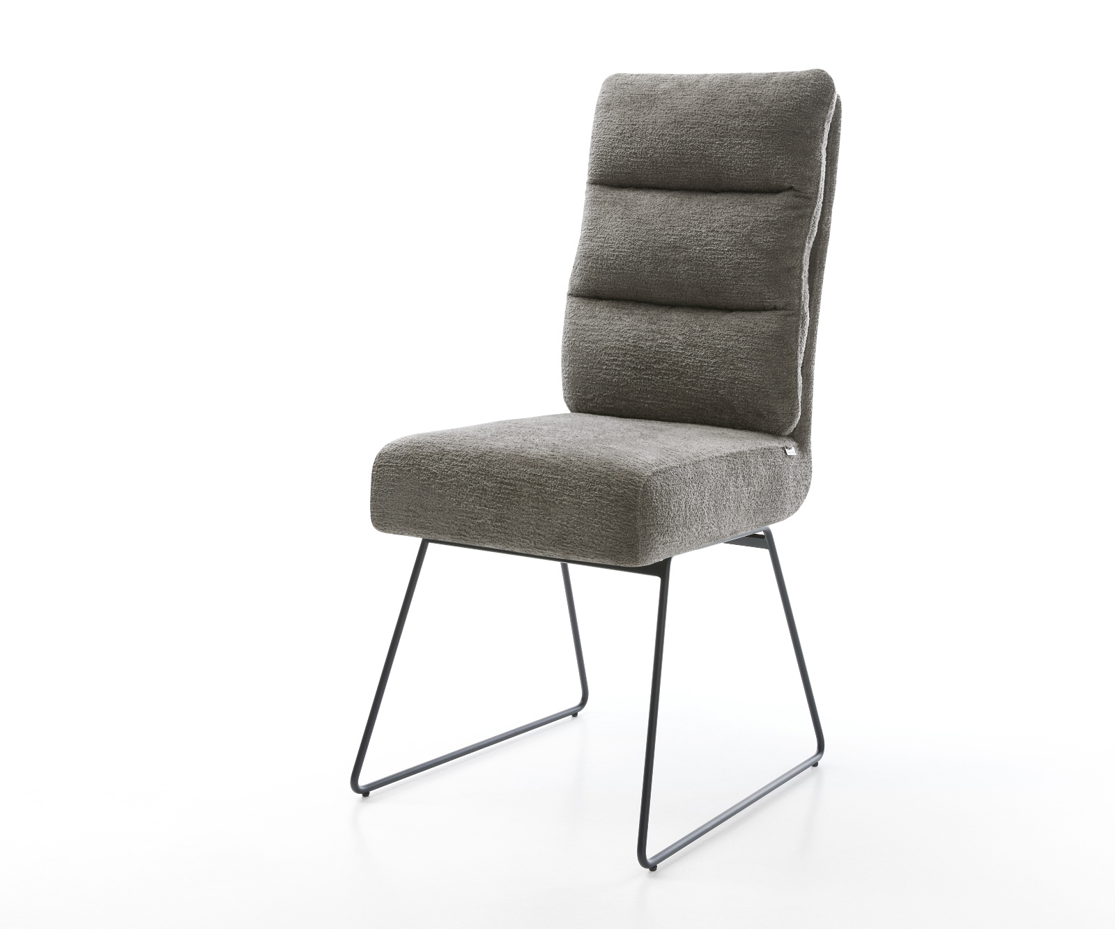 Jídelní židle Pela-Flex bouclé měkký tmavě béžová tenká podnož černá taštičkové pružiny