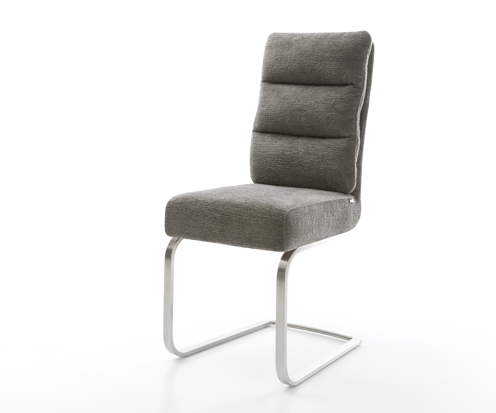 Jídelní židle Pela-Flex bouclé měkký tmavě béžová jídelní židle plochý nerezová ocel taštičkové pružiny