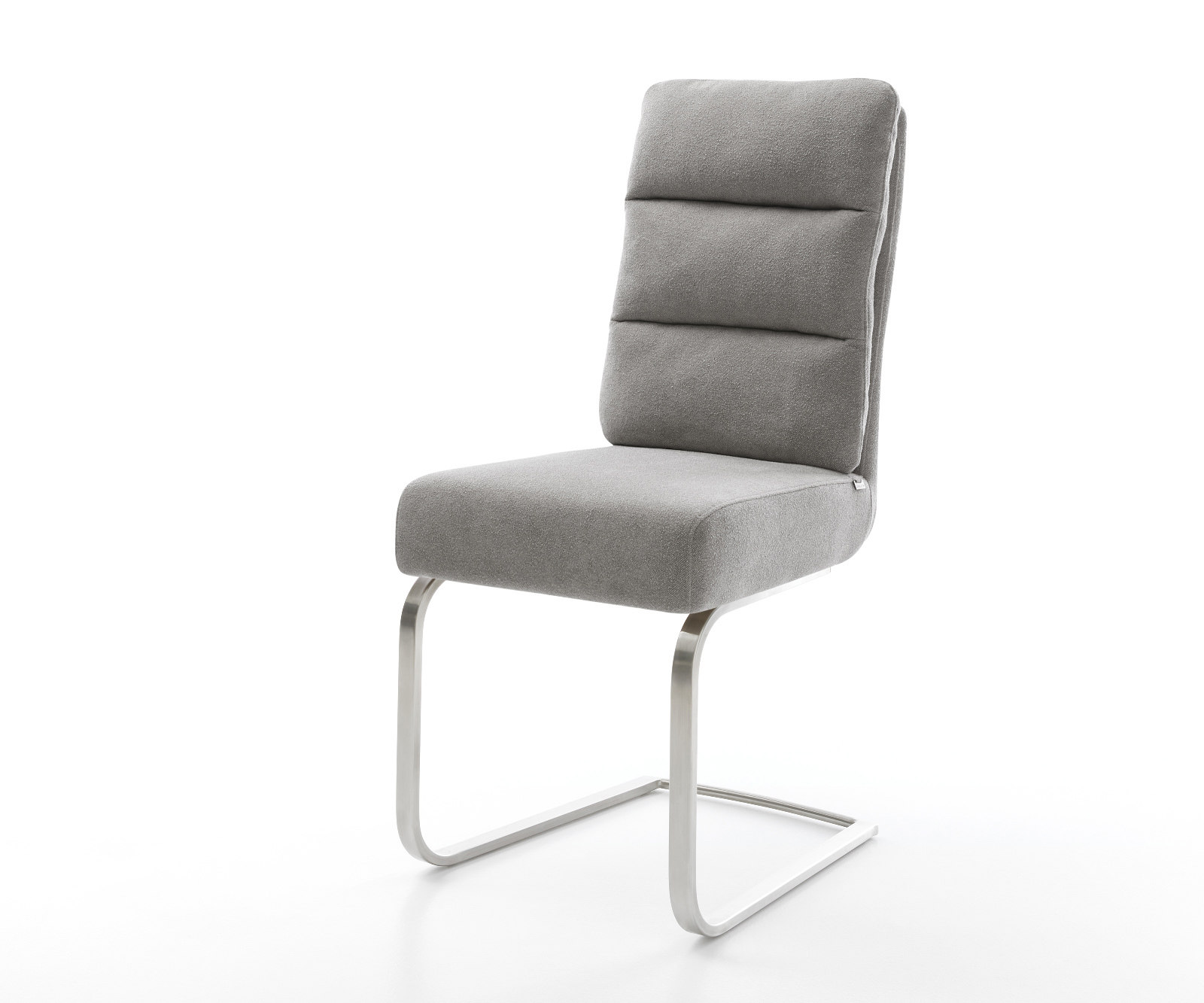 Jídelní židle Pela-Flex strukturovaná látka Měkký šedá jídelní židle plochá nerezová ocel taštičkové pružiny