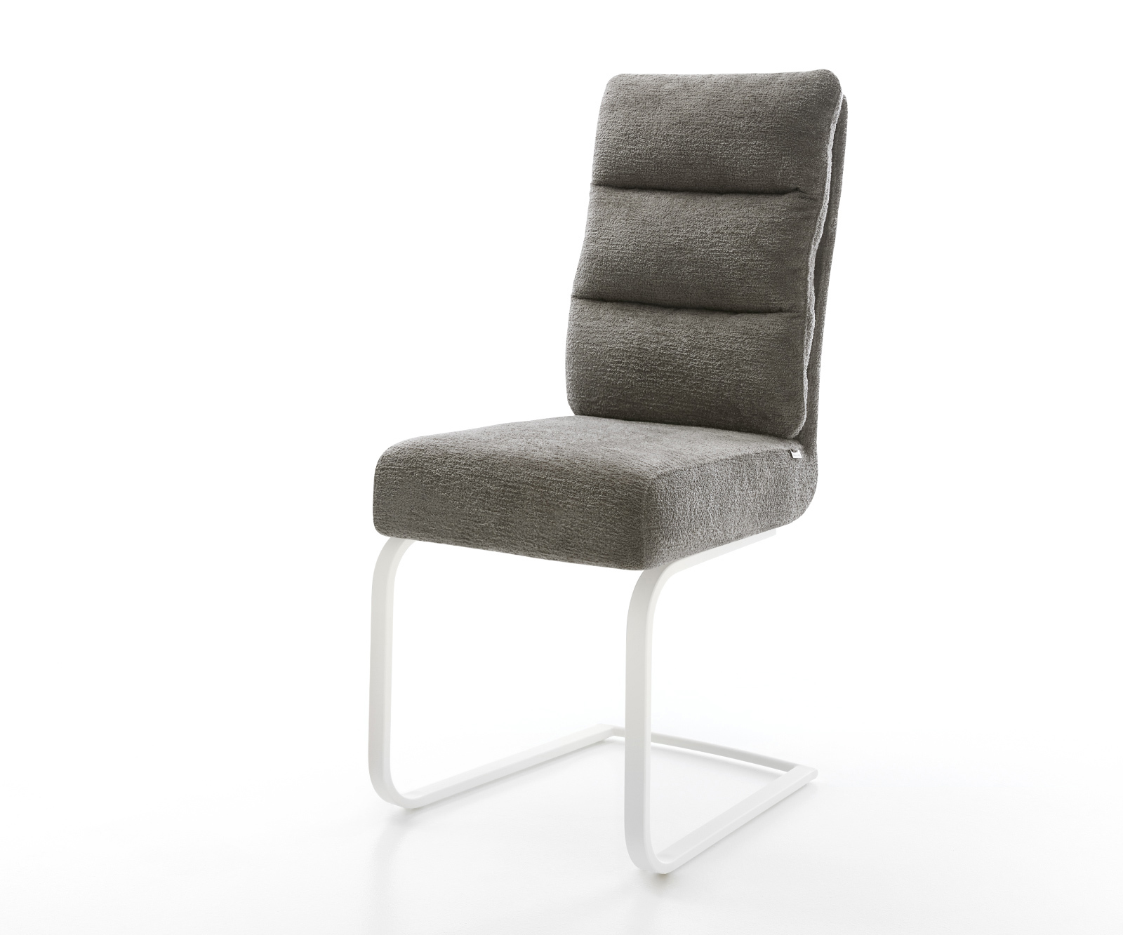 Jídelní židle Pela-Flex bouclé měkký tmavě béžová konzolová podnož plochá bílá taštičkové pružiny