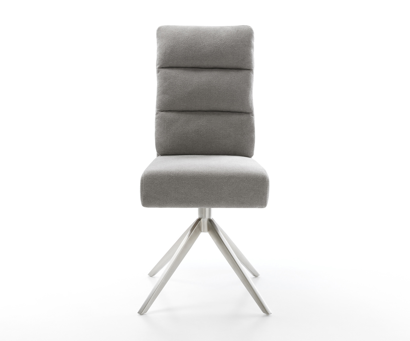 Jídelní židle Pela-Flex potahová látka Měkký šedá křížová podnož široká nerezová ocel 360° otočný houpací funkce taštičkové pružiny - Obrázek 2
