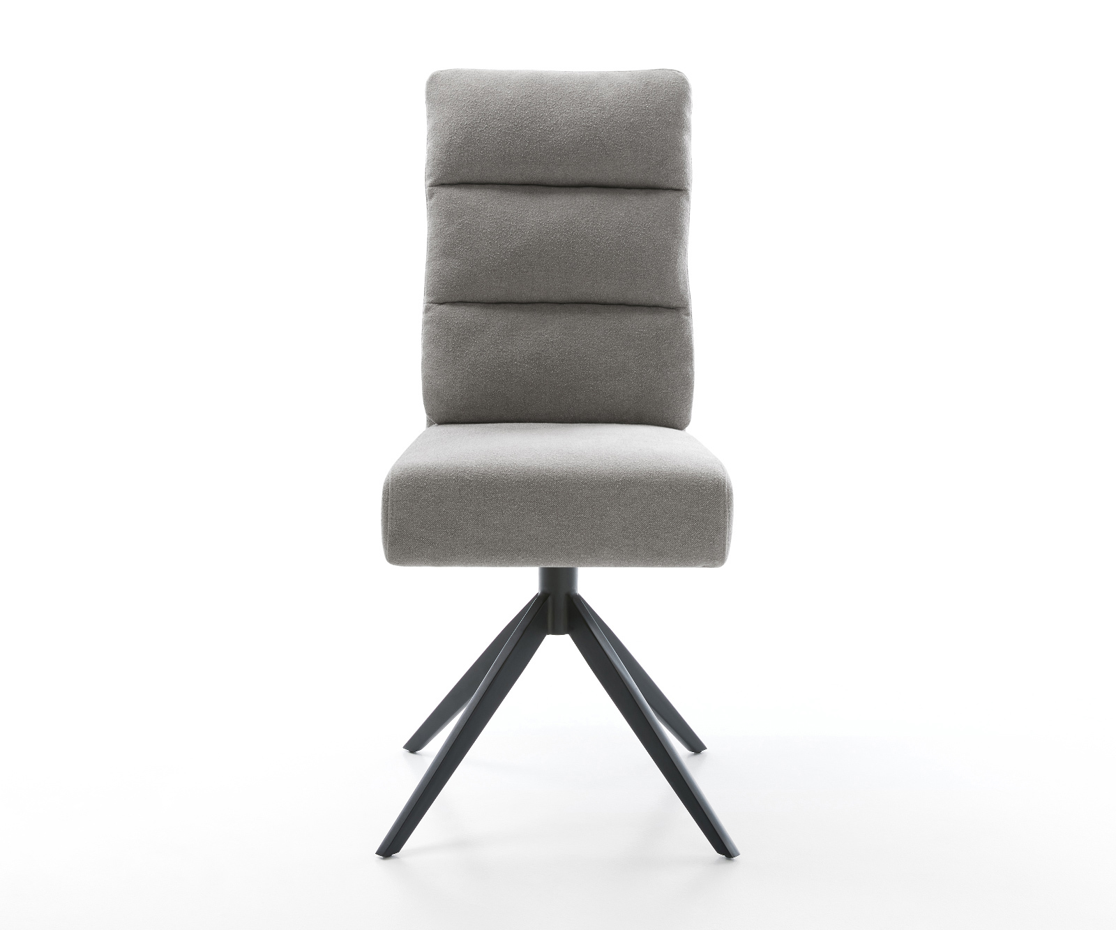 Jídelní židle Pela-Flex strukturovaná látka Měkký šedá křížová podnož široká černá 360° otočná houpací funkce taštičkové pružiny - Obrázek 2