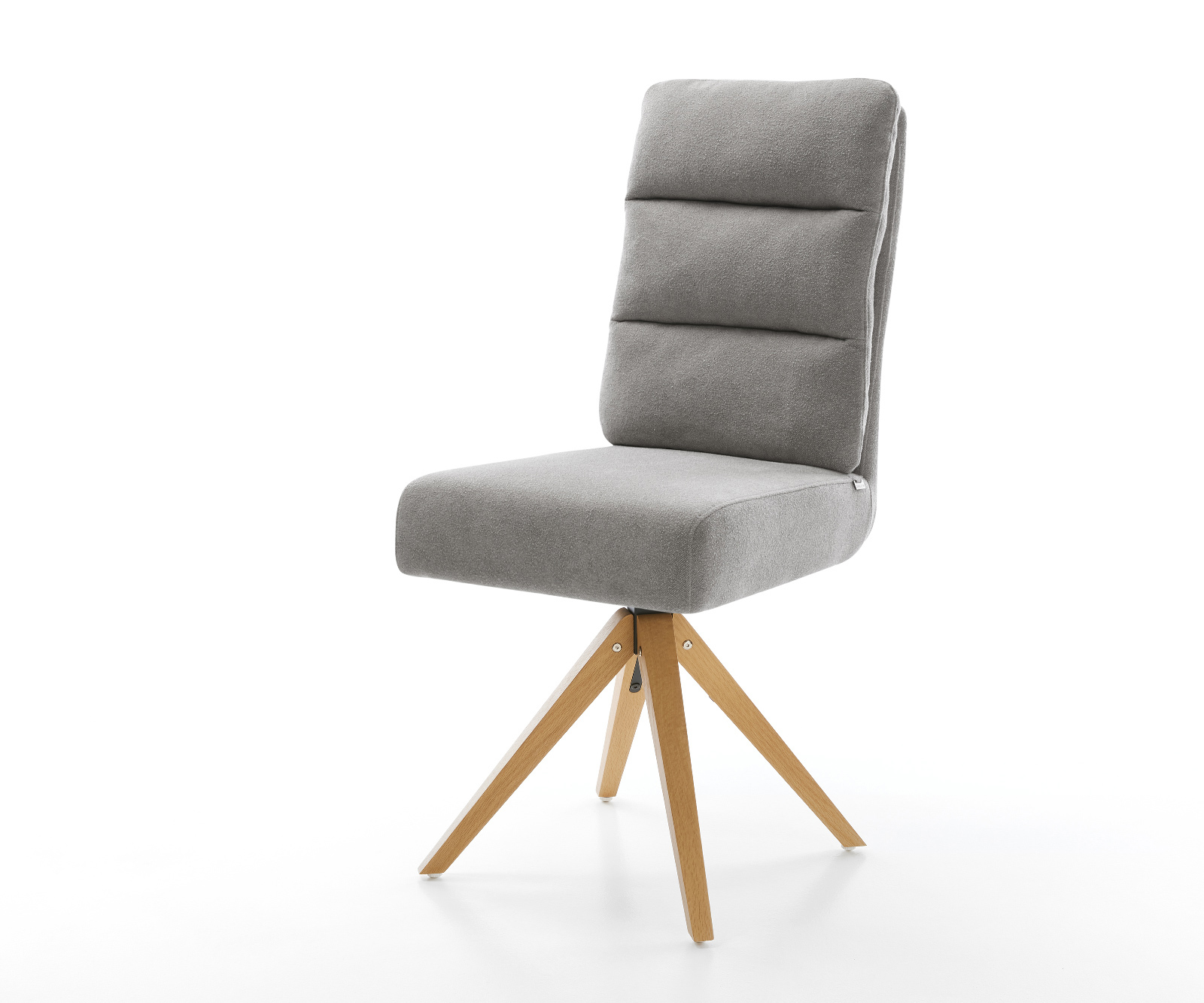 Jídelní židle Pela-Flex strukturovaná látka Měkký šedá dřevěná podnož hranatá přírodní 180° otočná taštičkové pružiny