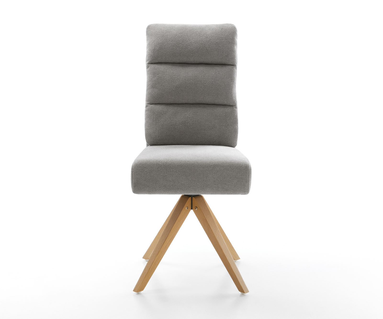 Jídelní židle Pela-Flex strukturovaná látka Měkký šedá dřevěná podnož hranatá přírodní 180° otočná taštičkové pružiny - Obrázek 2