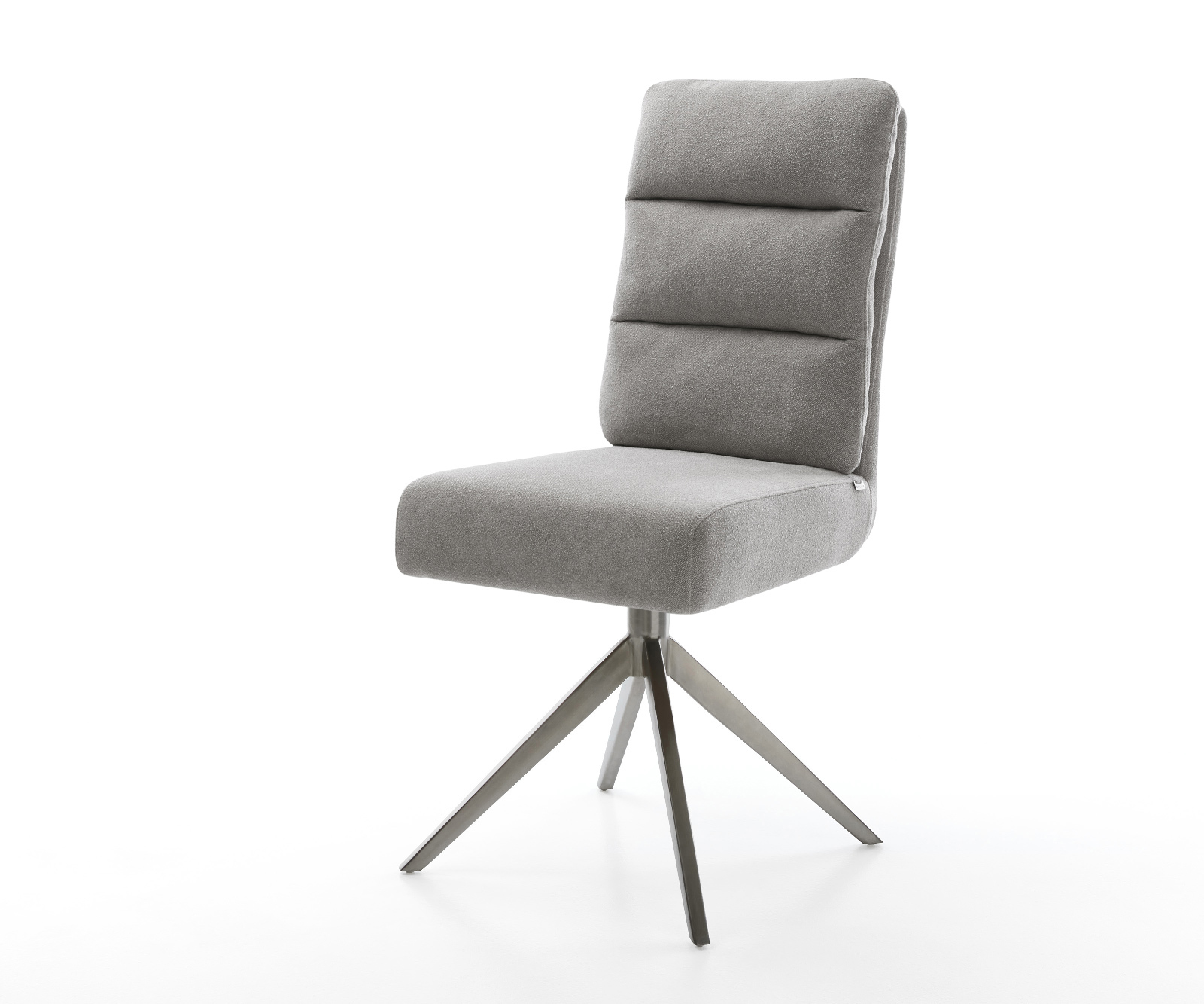 Jídelní židle Pela-Flex strukturovaná látka Měkký šedá křížová podnož široká grafitová 360° otočná houpací funkce taštičkové pružiny