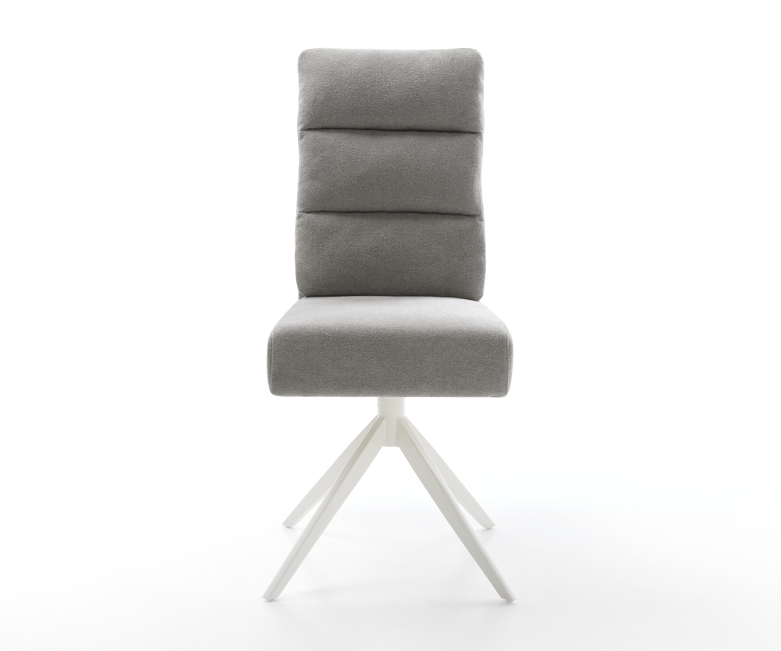 Jídelní židle Pela-Flex potah ze strukturované látky Měkký šedý široká křížová podnož bílá otočný o 360° houpací funkce taštičkové pružiny - Obrázek 2